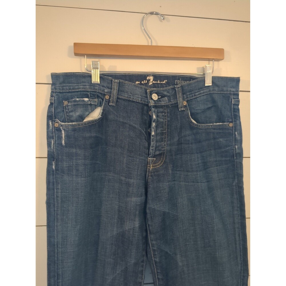 7 for all mankind relaxed 34x31.5 jeans distressed buttonfly